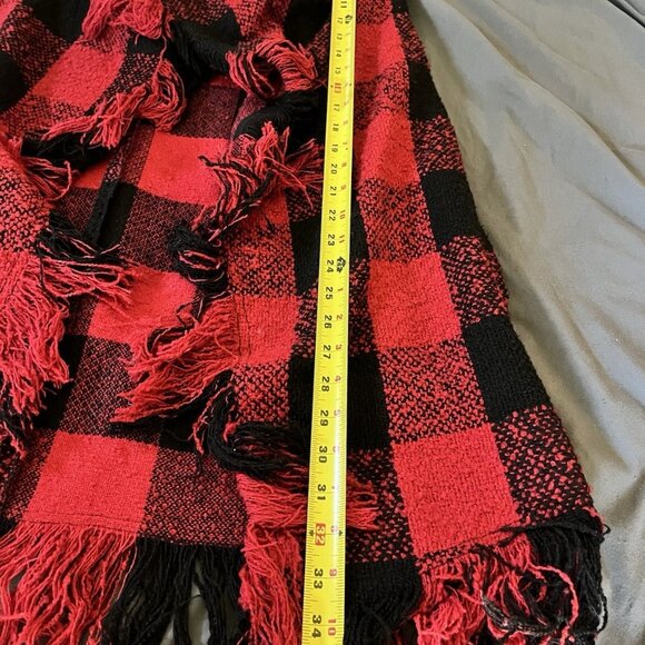 Chelsea And Theodore Women’s Sleeveless Cardigan Sweater Red And Black Fringe - Picture 4 of 8